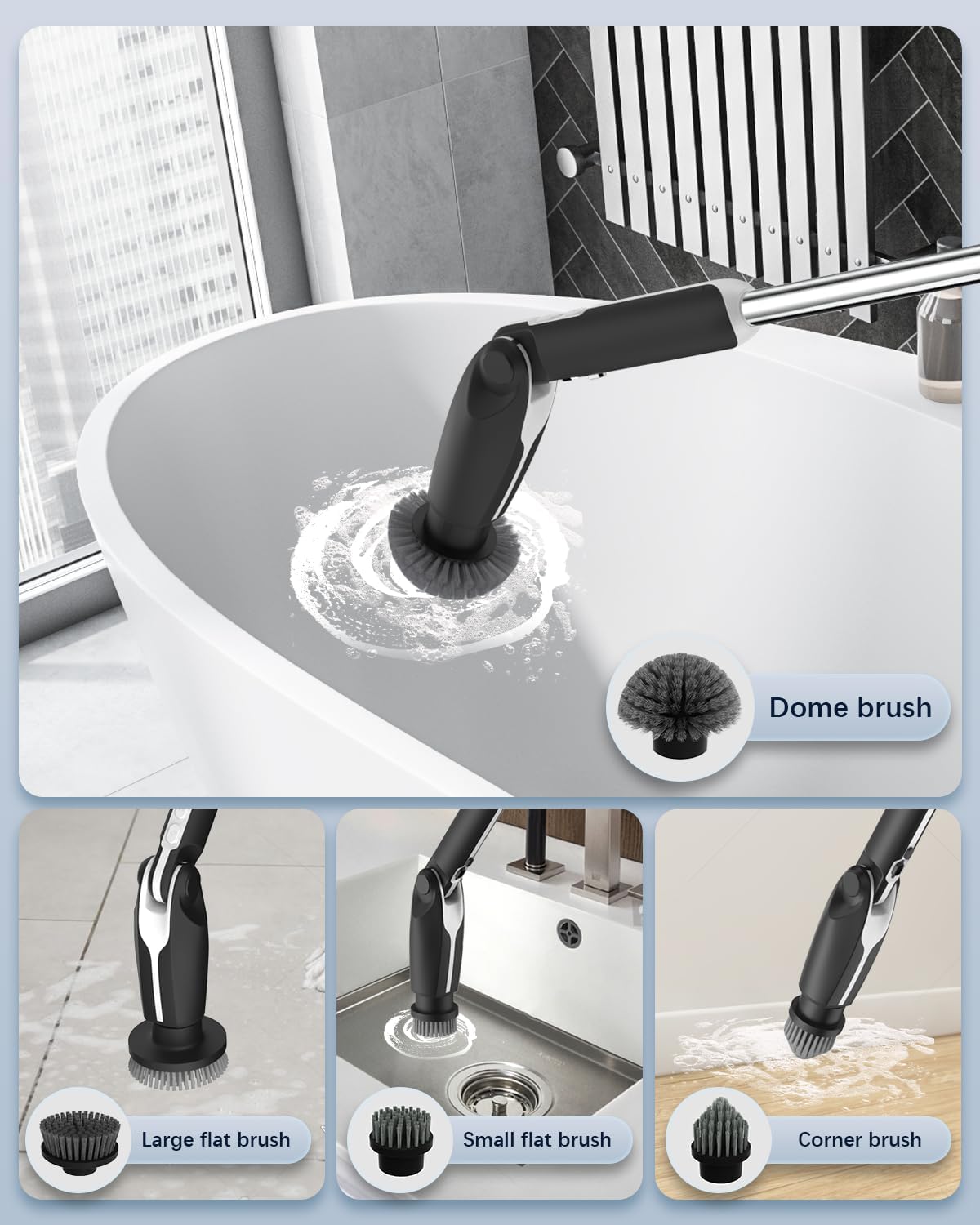 Limpiador Eléctrico Leebein, 8 Cabezas, Mango Largo, 2024