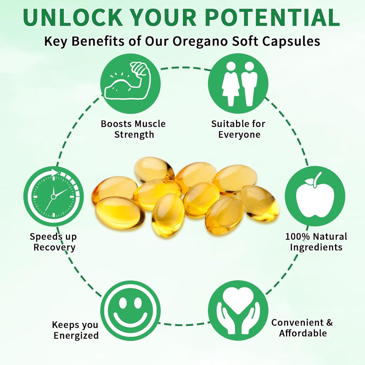 Aceite de orégano en cápsulas, 6000mg, con semilla negra, 120 uds