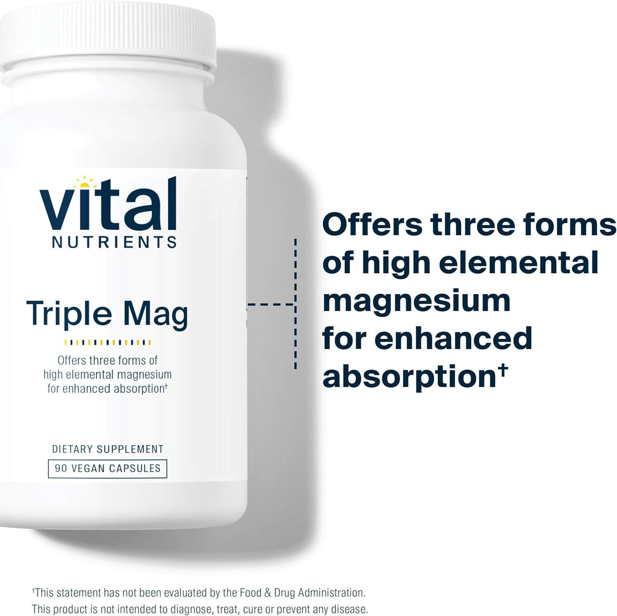 Magnesio Triple Vital Nutrients | Vegano, 250mg | 90 Cápsulas