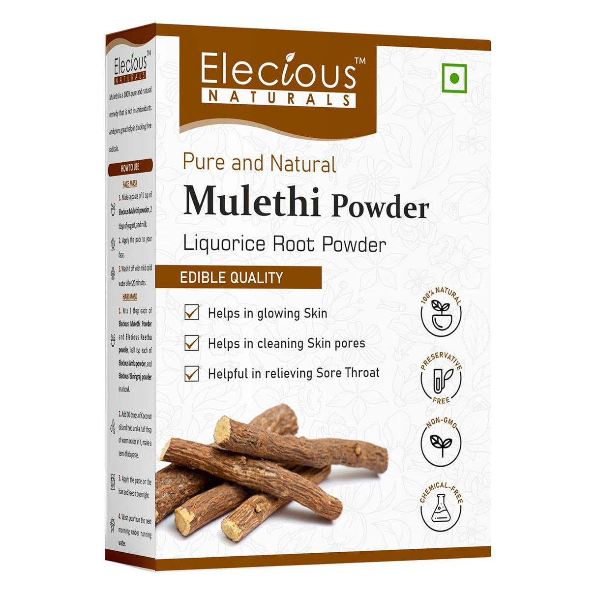 Polvo de Mulethi, Yashtimadhu, Cuidado Natural 200g