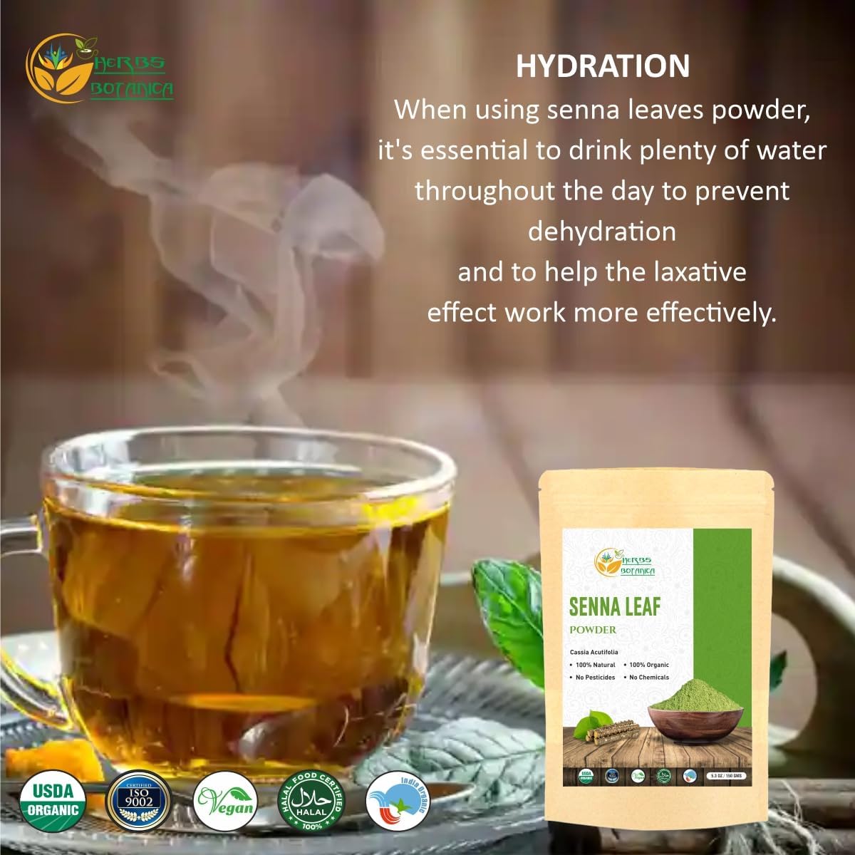 Polvo de hoja de sena orgánico | Alivia el estómago