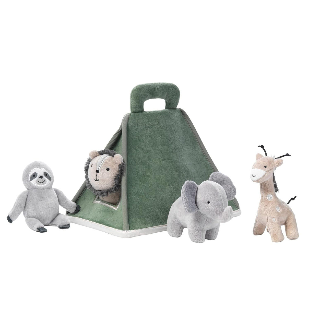 Lambs & Ivy Safari interactivo de la felpa/tienda verde de la selva con los juguetes de peluche