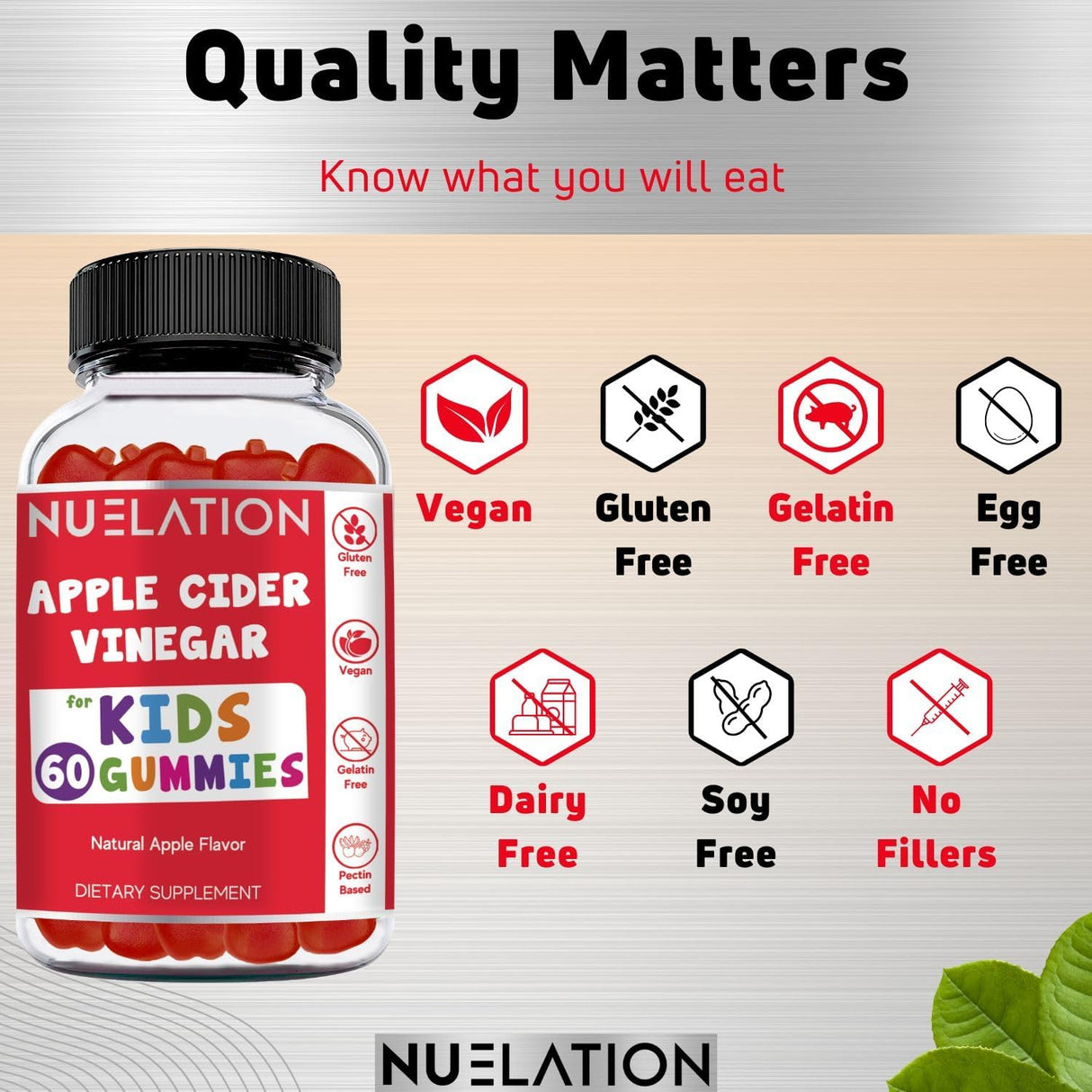 Suplemento de vinagre de sidra de manzana NUELATION