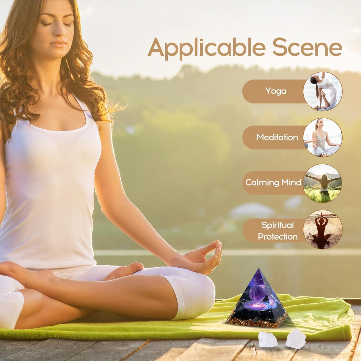 Pirámide de orgón para energía positiva amatista de orgonita