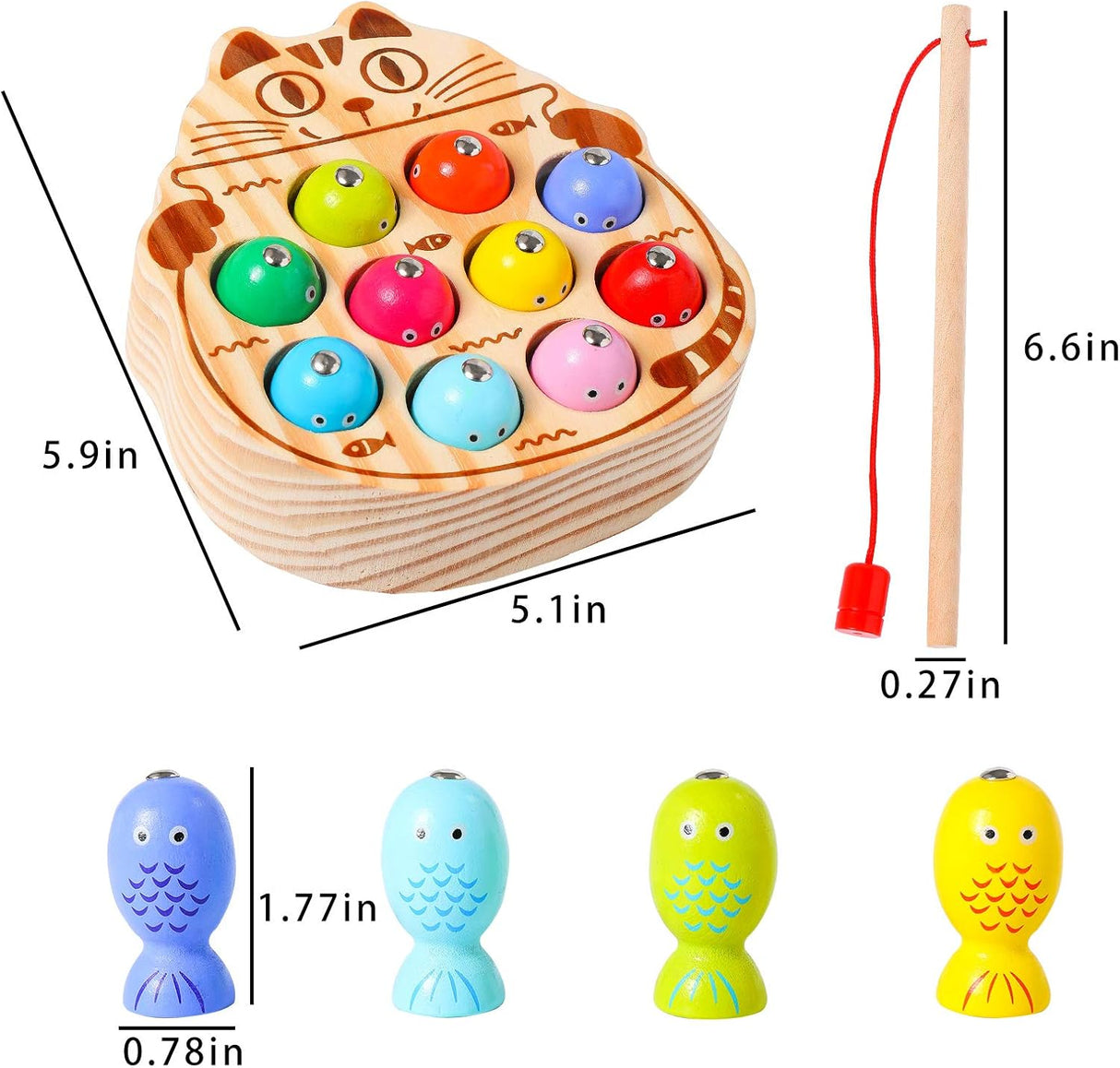 Juego de Pesca Magnético Montessori, Habilidades Motoras, 1-3 Años