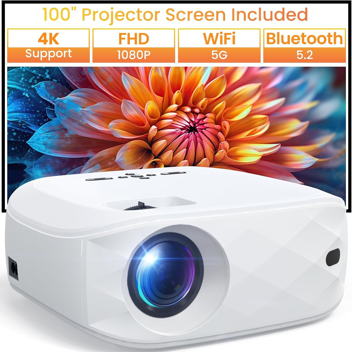 Proyector HAPPRUN 1080P WiFi Bluetooth, 12000L, portátil
