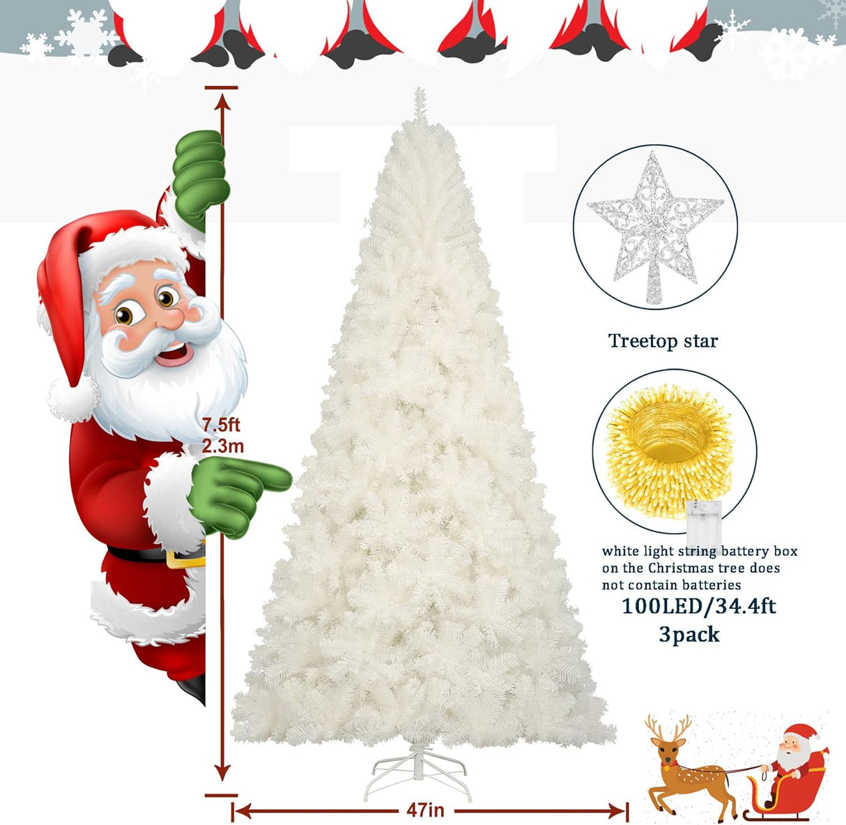 Árbol de Navidad Artificial KTKDE, 1450 ramas, modelo 7.5FT