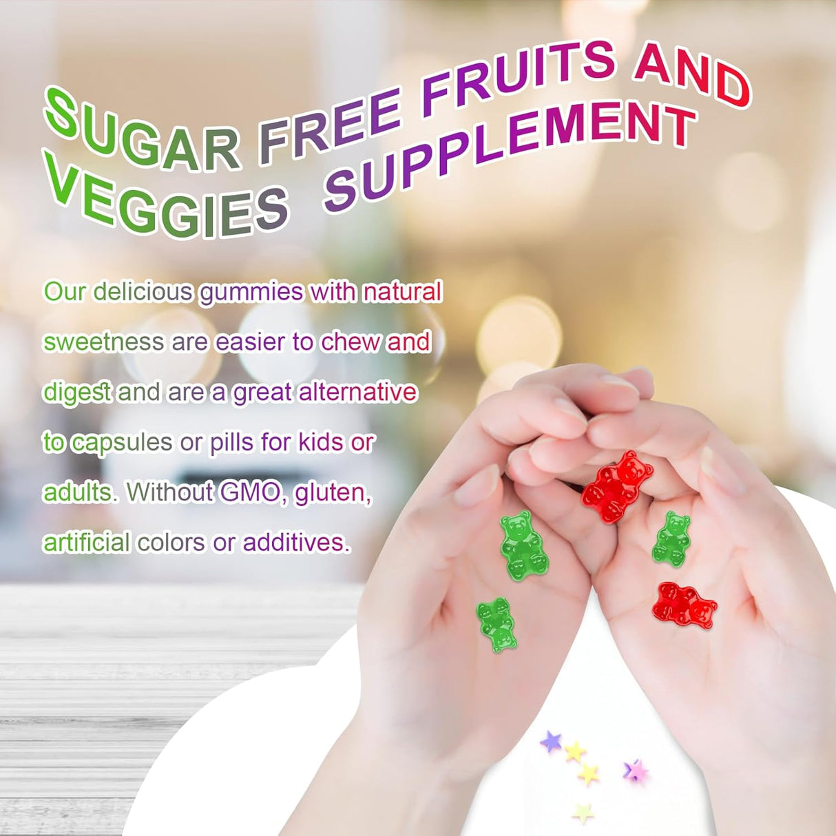 Suplemento Gomitas orgánicas de frutas y verduras sin azúcar