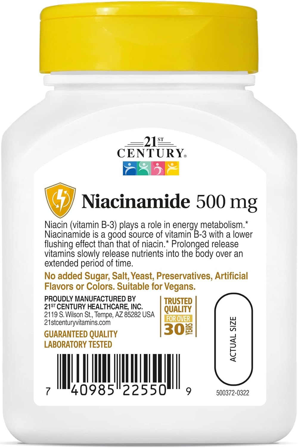 Suplemento Niacinamida 500 mg de liberación prolongada 110u