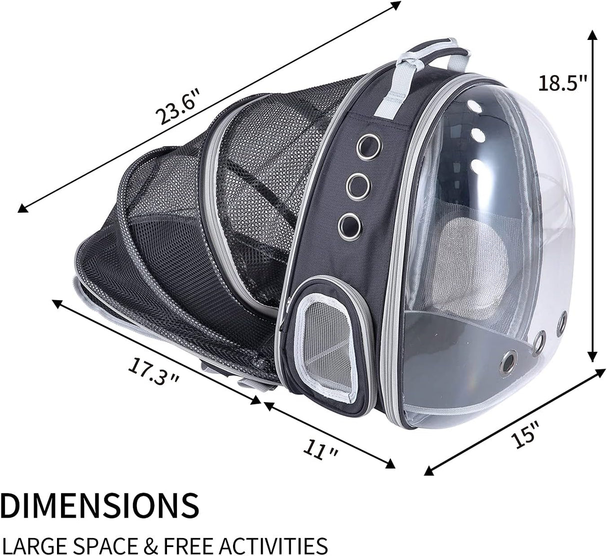 Mochila transportadora de burbujas expandible plegable negro