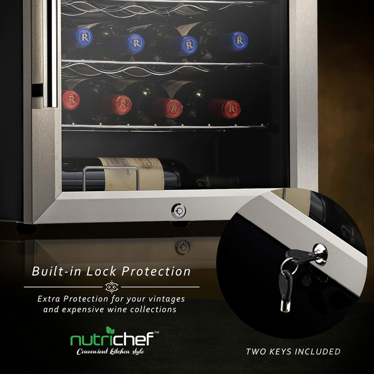 Cavas de Vino de compresor de 28 botella PKCWCDS288 doble