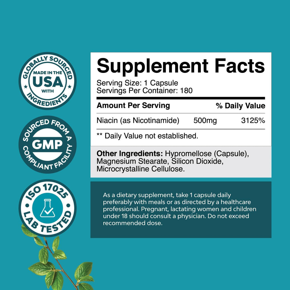 Cápsulas de Niacinamida B3 500mg - Energía y Suplemento Piel