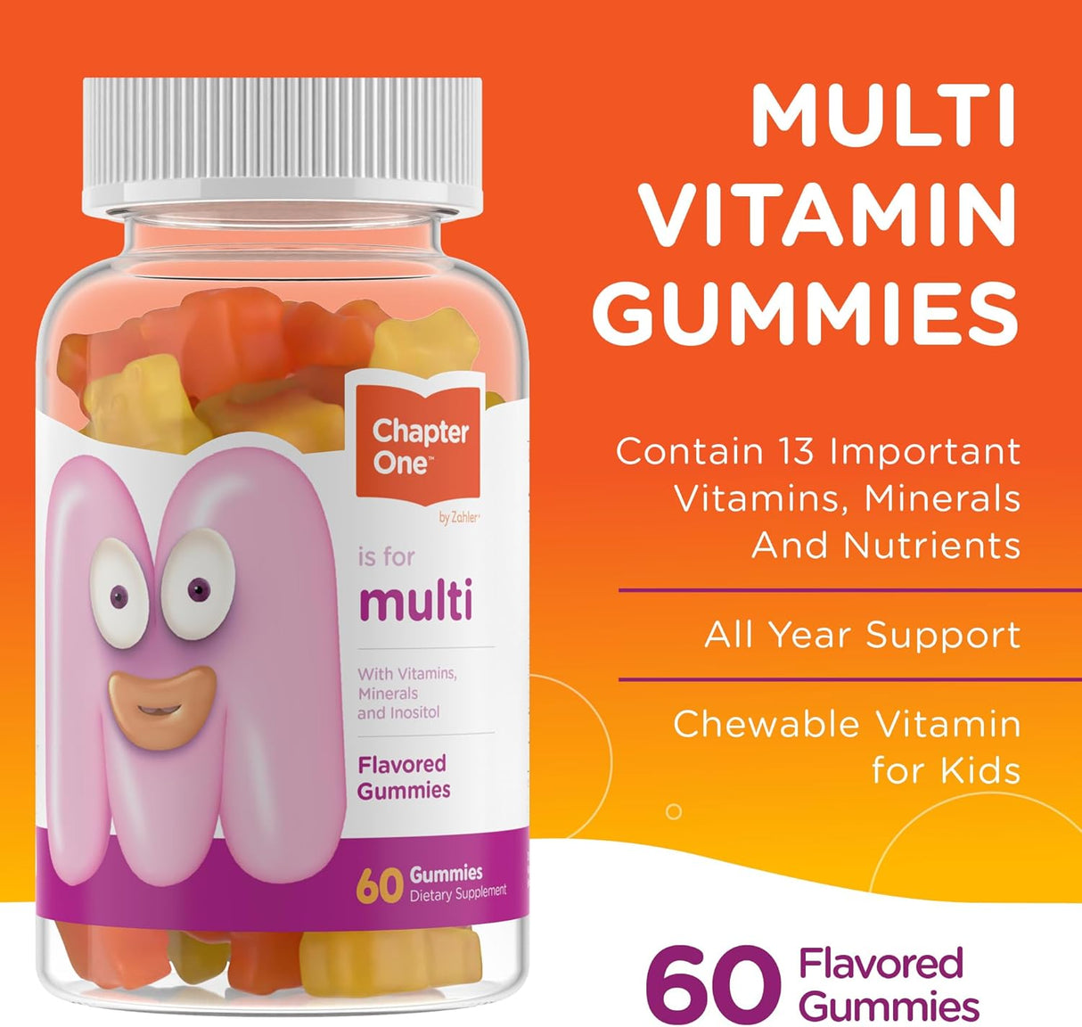 Suplemento Gomitas multivitamínicas con 13 vitaminas 60 und