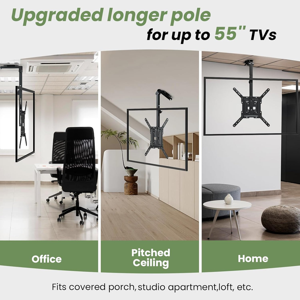 Soporte de TV de techo plegable, manual, ajustable, 23-55