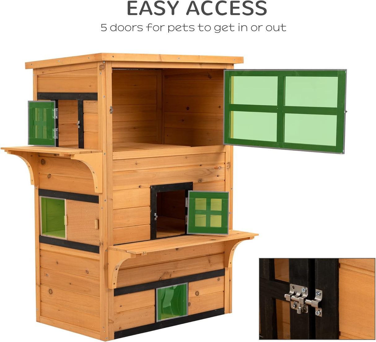 Casa para Gatos 3 Niveles PawHut, Refugio Exterior, Modelo 2023