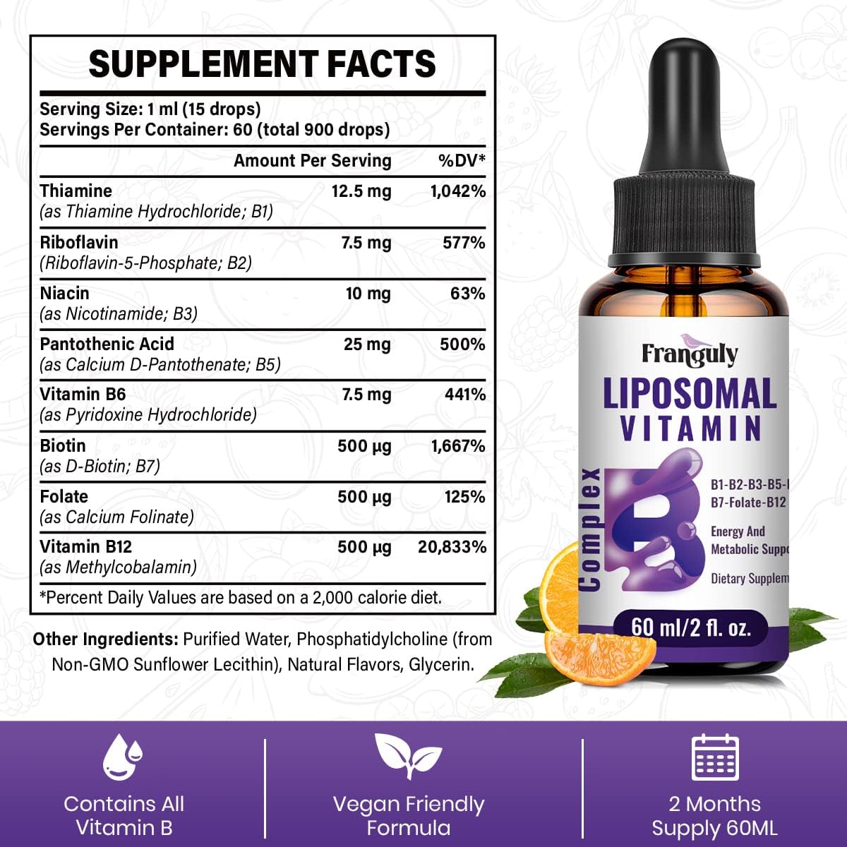 Suplementos líquidas de complejo de vitamina B liposomal