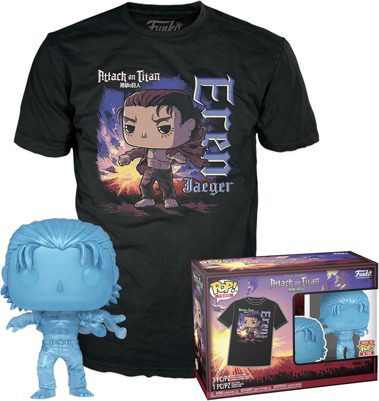 Funko Pop! & Tee: Attack on Titan - Eren con marcas - L