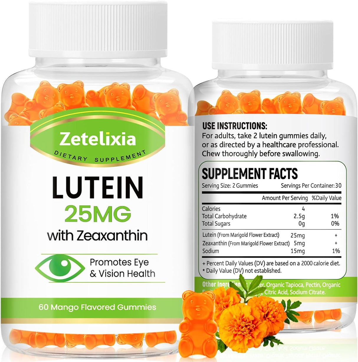 Gomitas de luteína de 25 mg Vitaminas para los ojos Luteína