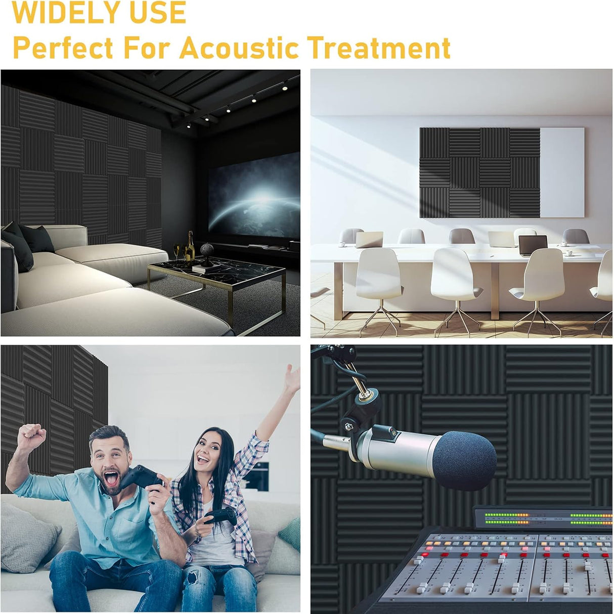 Paneles Acústicos JBER 12 Pck, 1 x 12 x 12, Autoadhesivos