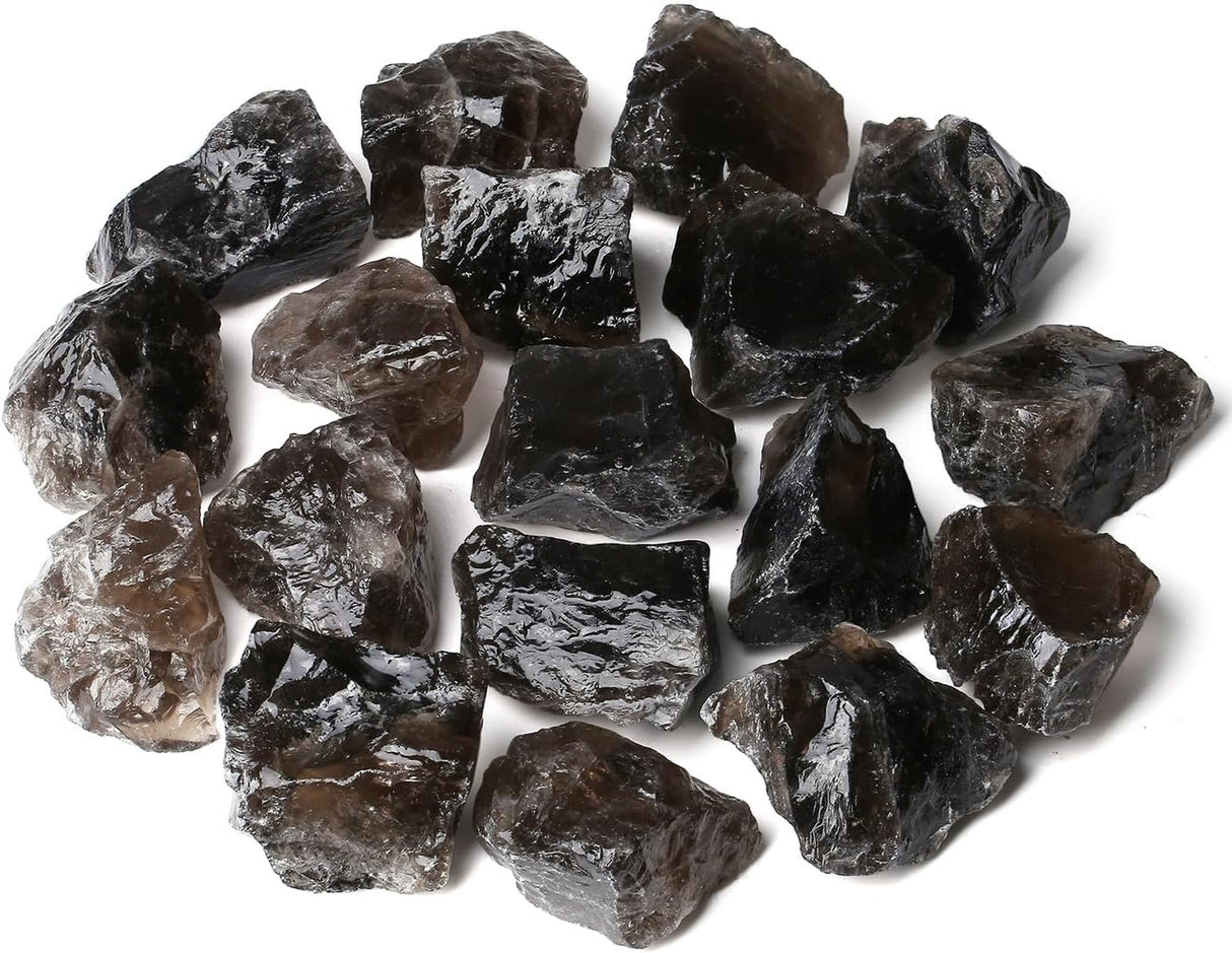 Cristales de cuarzo ahumado en bruto a granel, cristales grandes de cuarzo de 2 pulgadas y piedras para hacer rodar piedras preciosas para meditación, wicca, cabbing, rocas fuentes, envoltura de alambre, decoración, 4 piezas