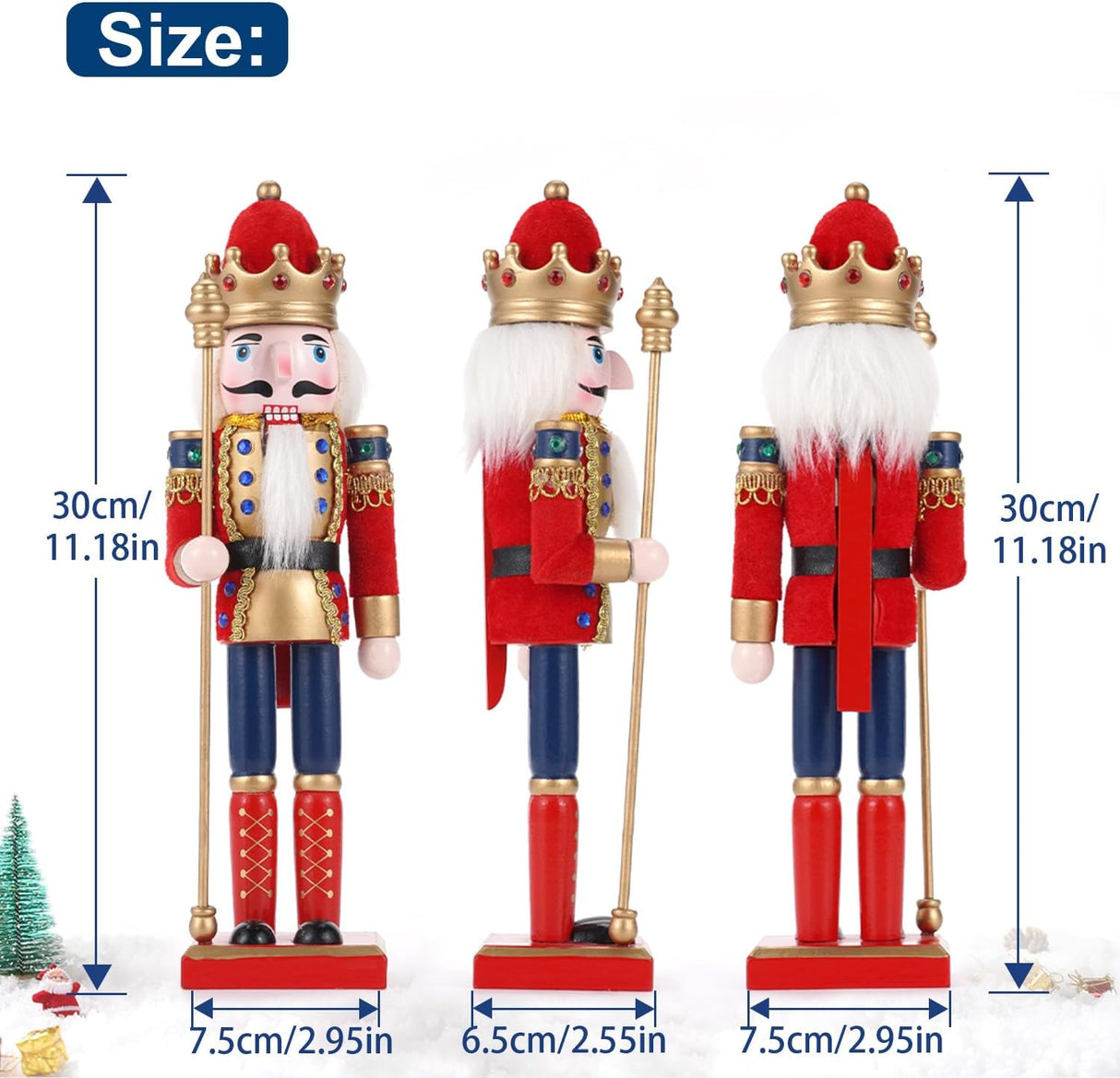 Adorno Navideño Nutcracker COMBIUBIU 11.2 pulgadas, Figuras de Madera