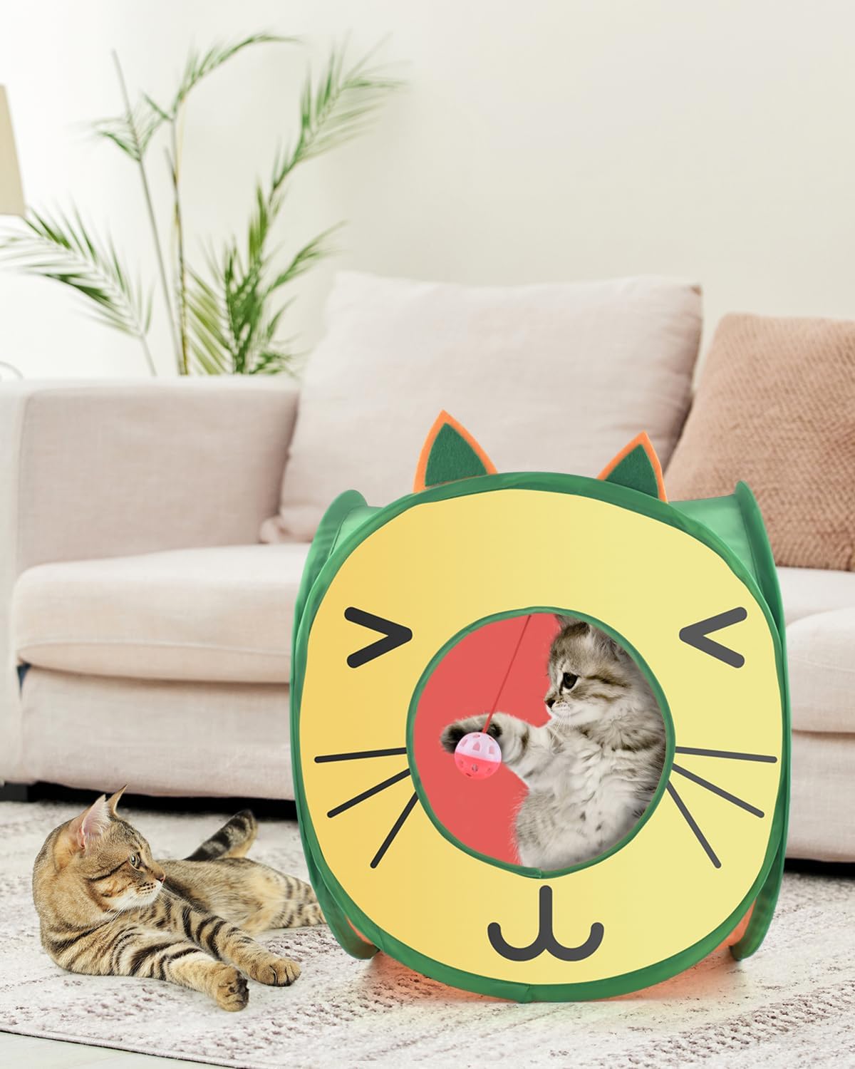 Cueva para gatos Bissap, colapsable, 3 agujeros, modelo Pop Up