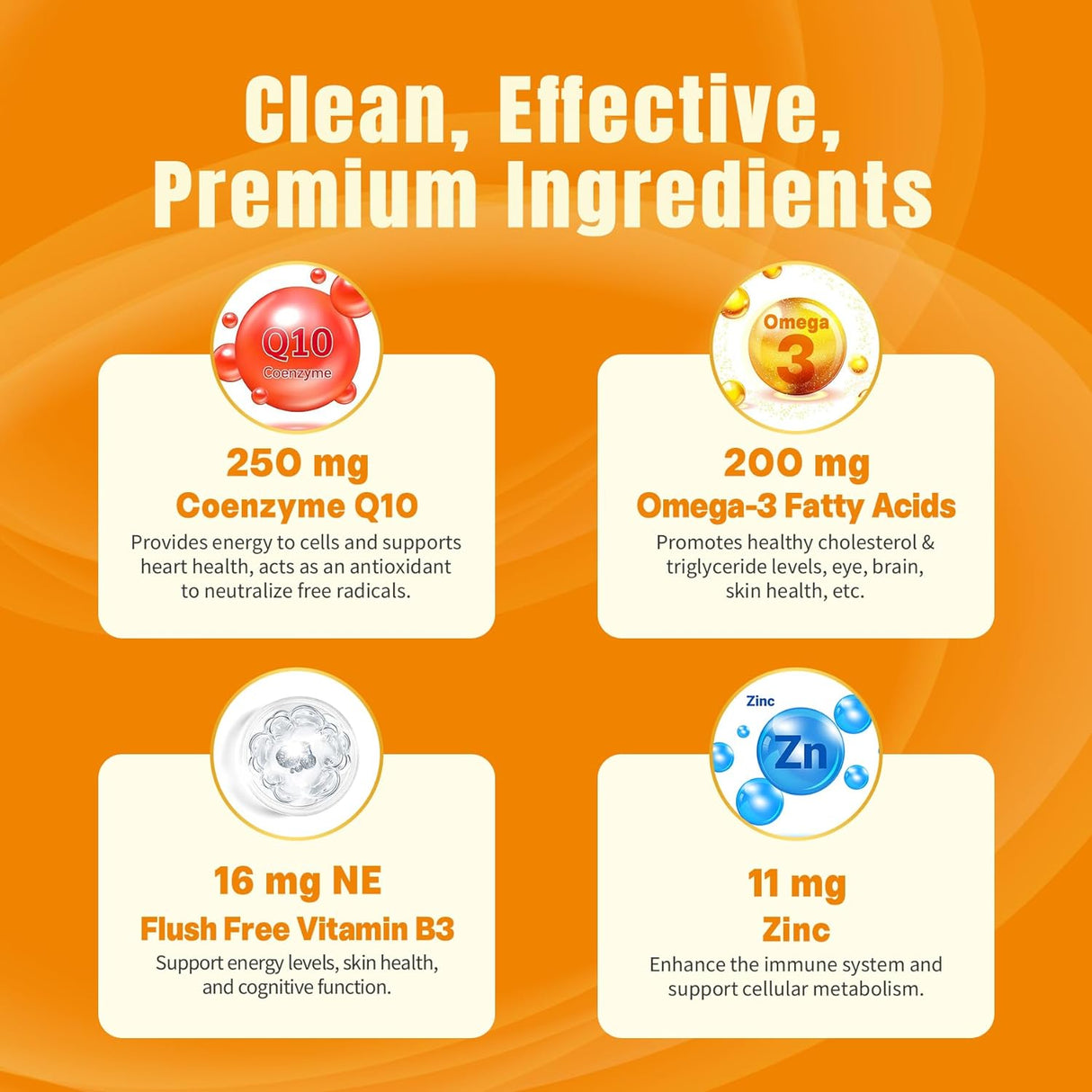 Gummies CoQ10 Sin Azúcar + Omega-3, B3, Zinc - 60 C