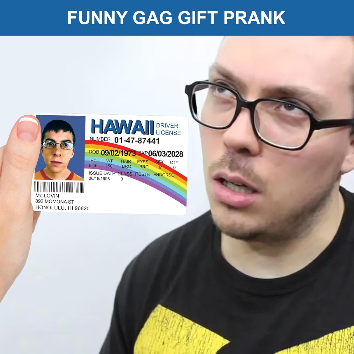 Tarjetas de Broma McLovin, Licencia Falsa, Superbad, Props Disfraz