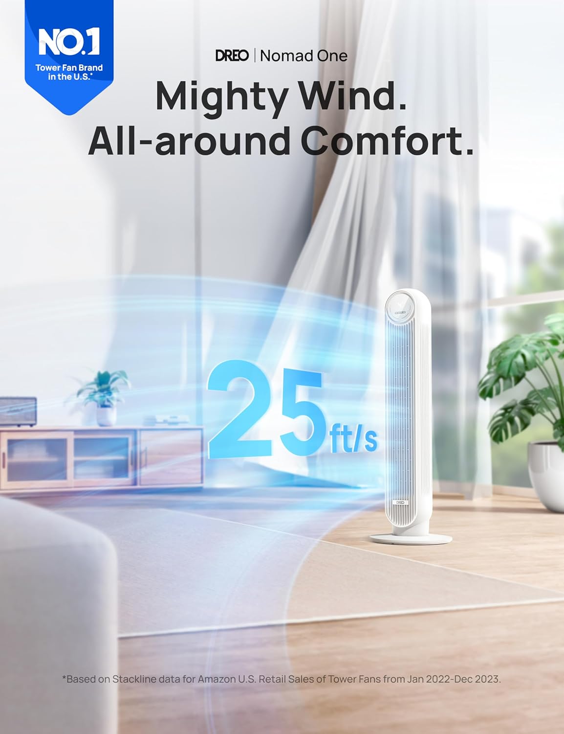 Ventilador Dreo para dormitorio, oscilante, 4 velocidades, DR-HTF007