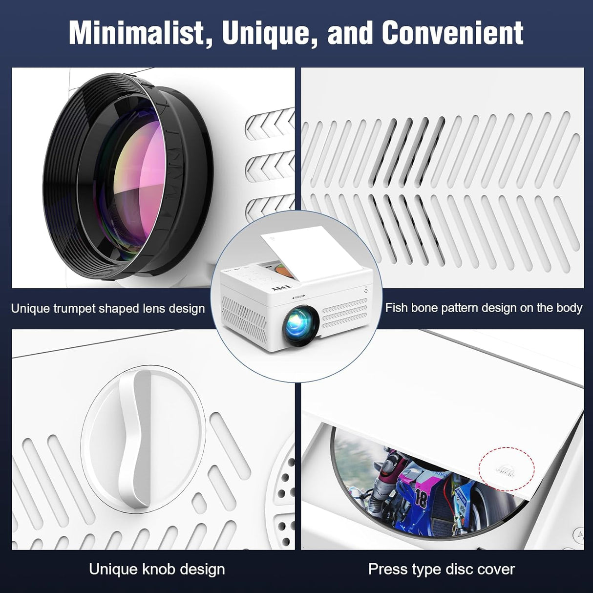 Proyector TMY Bluetooth con DVD, 1080P, portátil, mini proyector