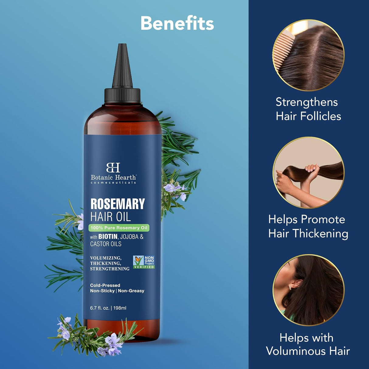 Aceite de Romero 100% Puro con Biotina para Cabello