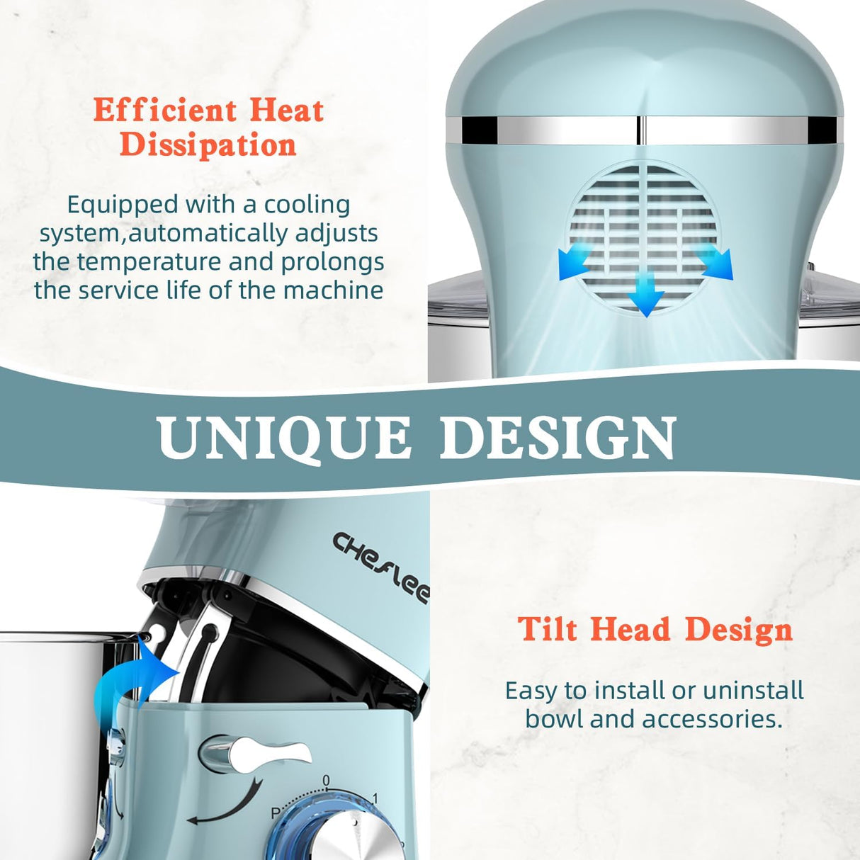 Batidora de pie Cheflee, 600W, 6.5QT, gancho, batidor, modelo 600P