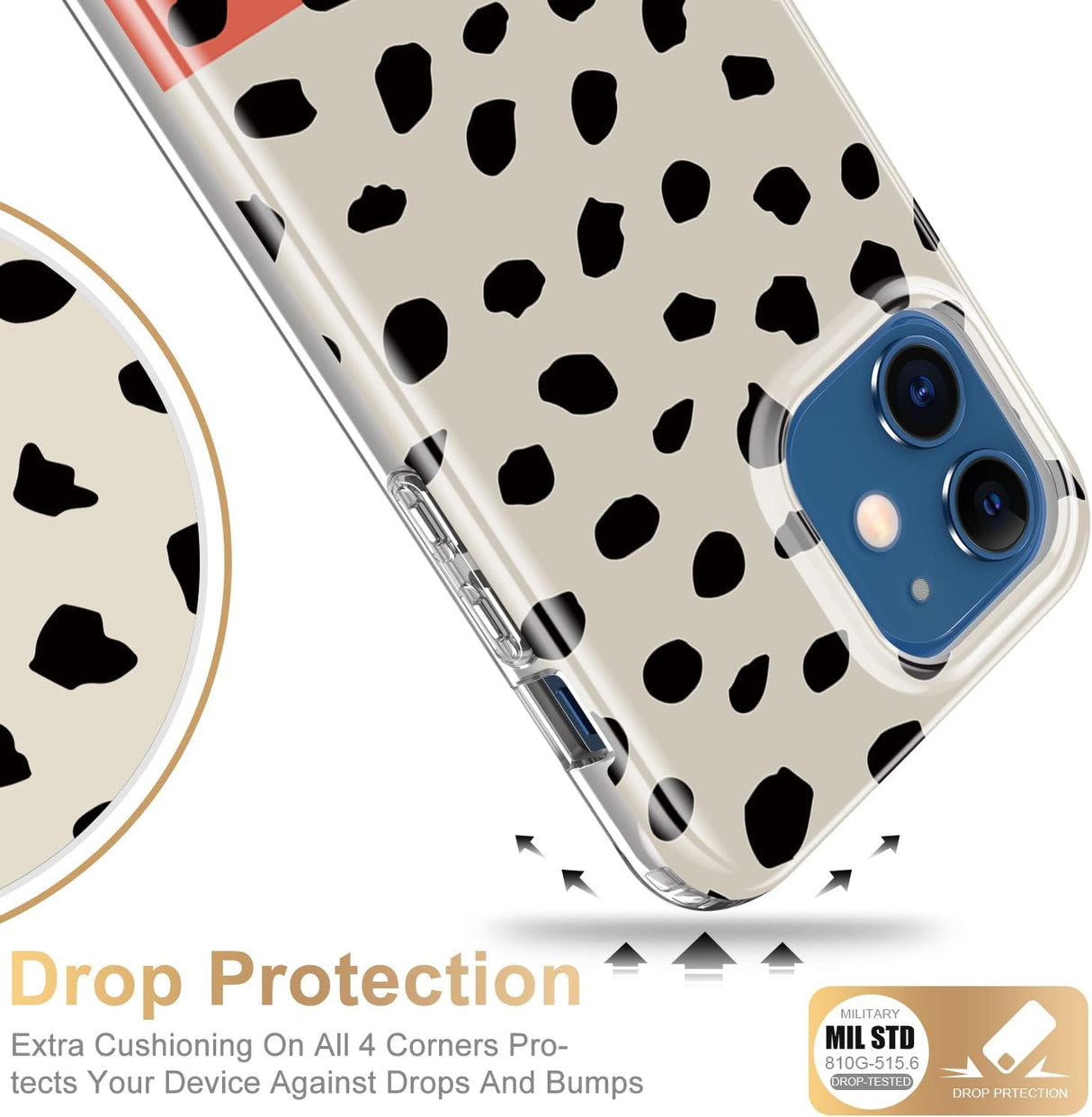 ESDOT Funda para iPhone 12, iPhone 12 Pro con protector de pantalla integrado, funda resistente con diseños de moda para mujeres y niñas, funda protectora para iPhone 12/12 Pro de 6.1 pulgadas, bonito patrón de leopardo