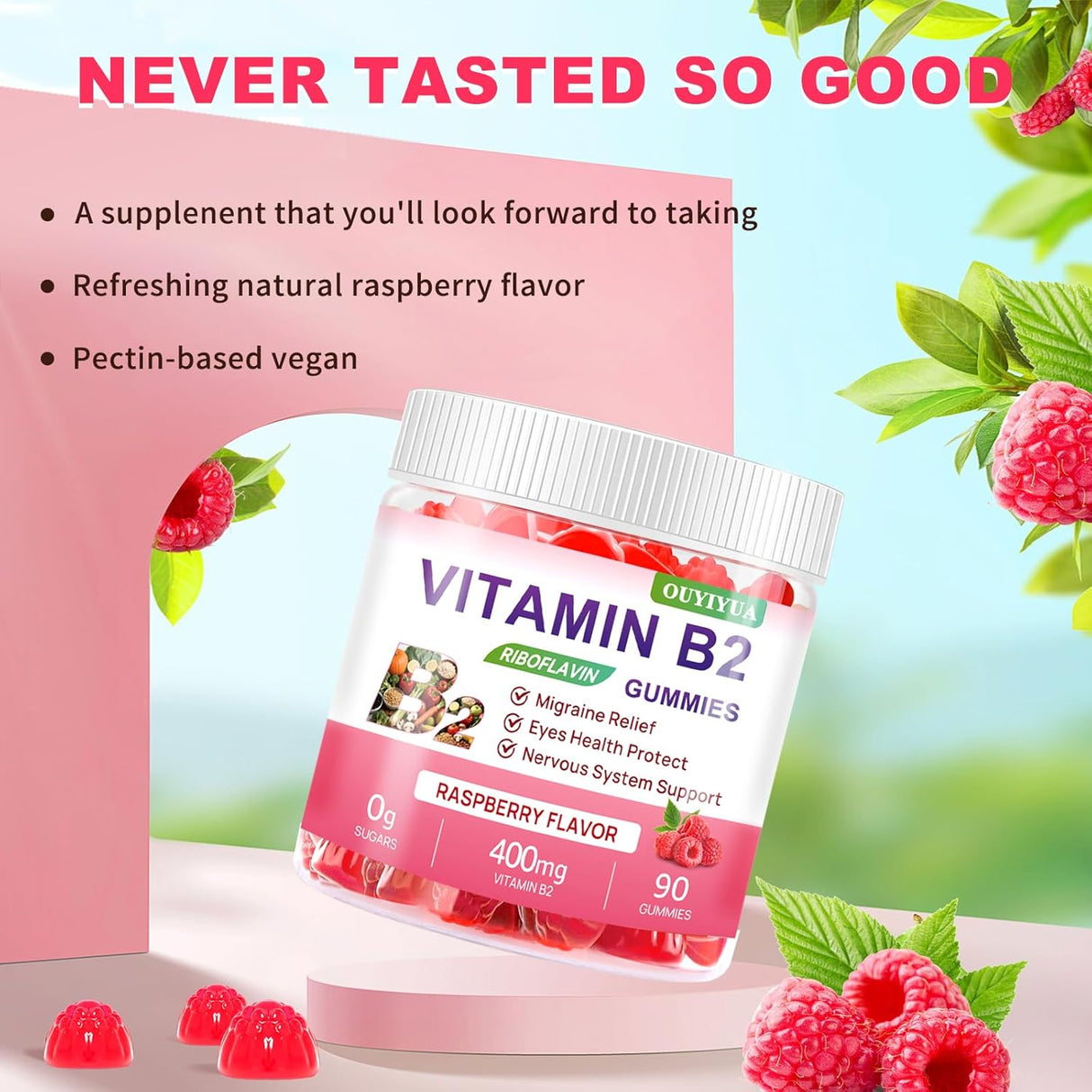 Gominolas de B2 Riboflavina 400mg con Magnesio, 90u