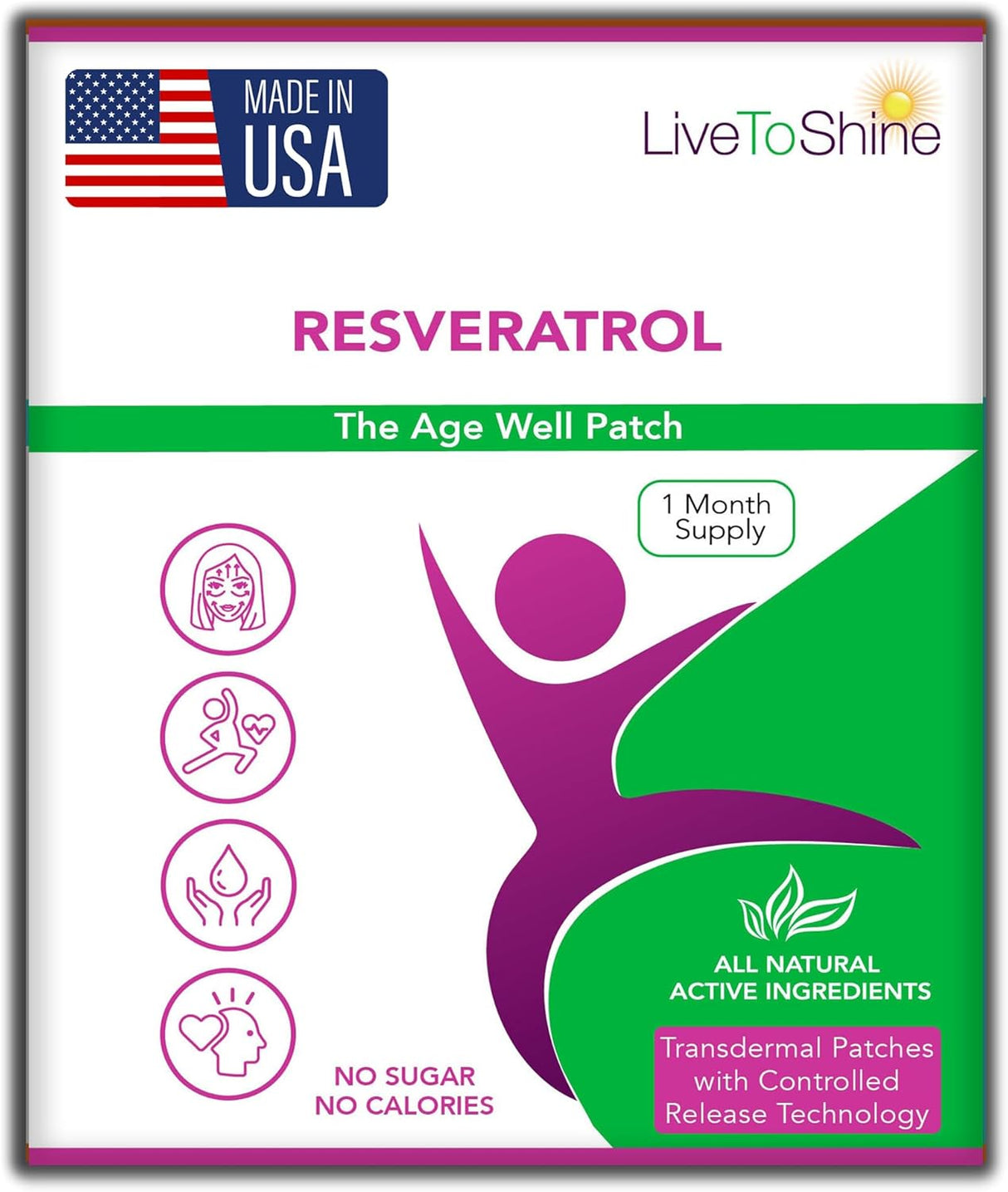 Parche Resveratrol Live To Shine Antioxidante Salud 30und
