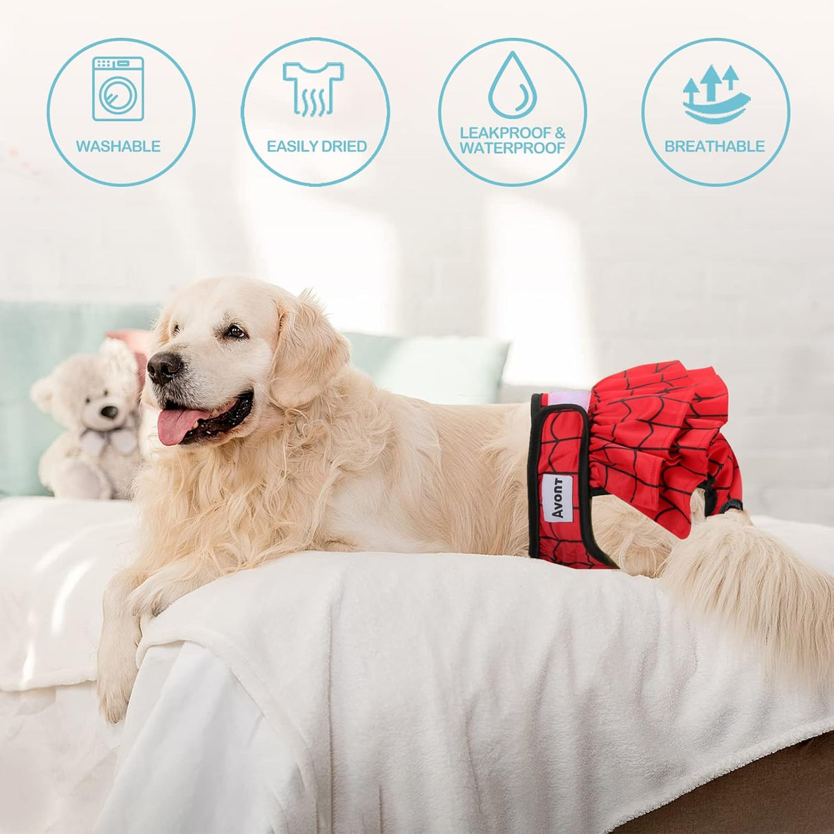 Avont Paquete 3 pañales lavables perras vestido de pañales