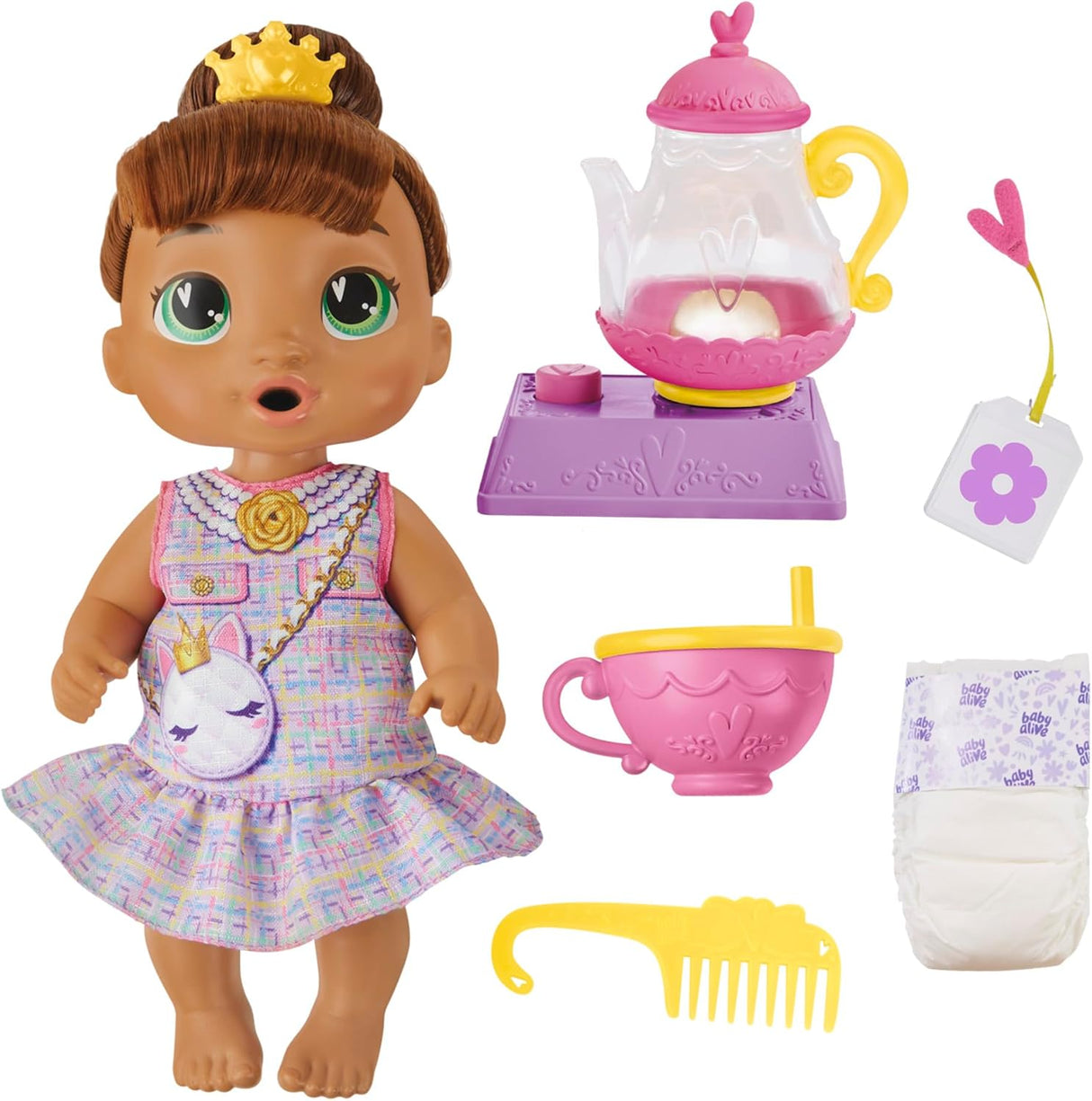 Baby Alive Bubbly Tea Party Sophia Sparkle Muñeca con Accesorios, 11 Pulgadas