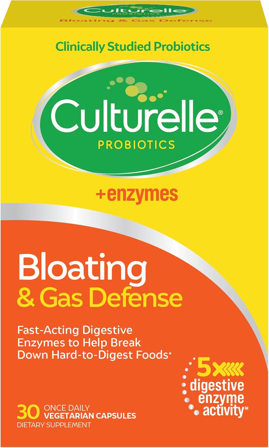 Culturelle Bloating & Gas Defensa, Enzimas y Probióticos, 30 Cápsulas