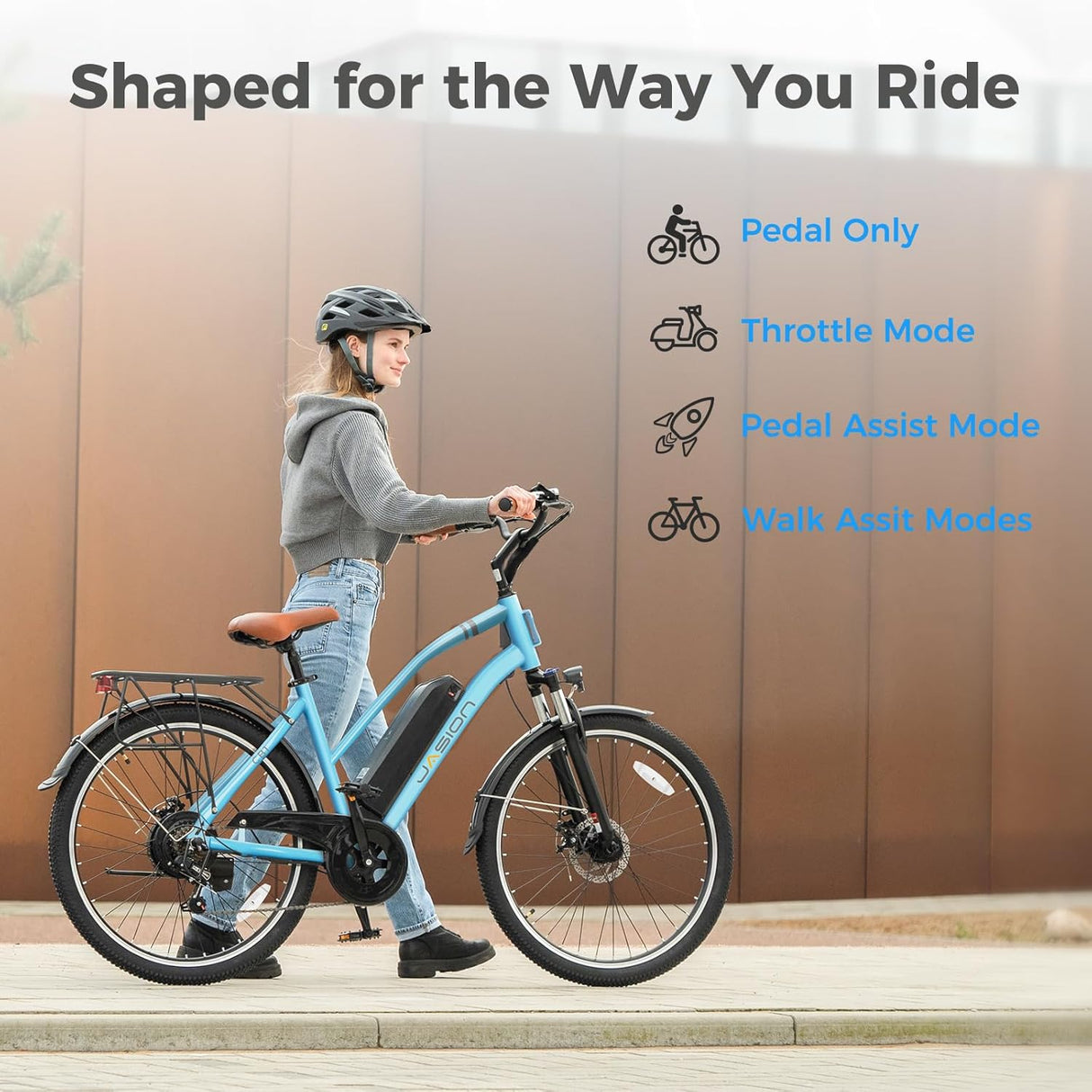 Bicicleta eléctrica Jasion CB1, 1000W, 450Wh, 26'', 7 velocidades