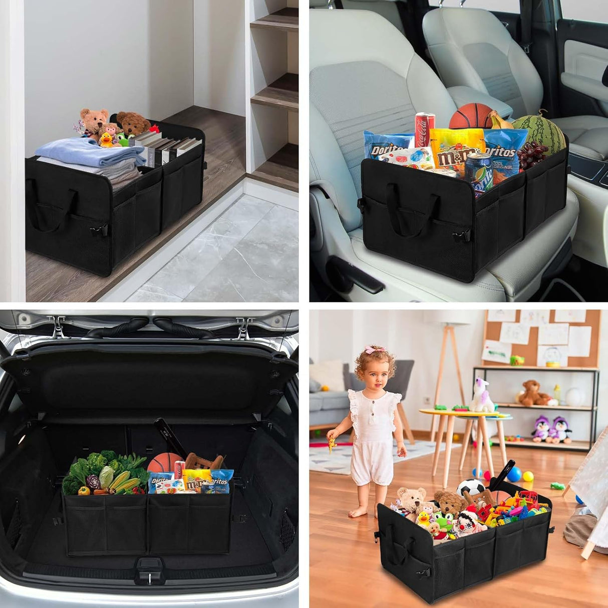 Organizador de Maletero 72L, Plegable, Compartimentos Múltiples