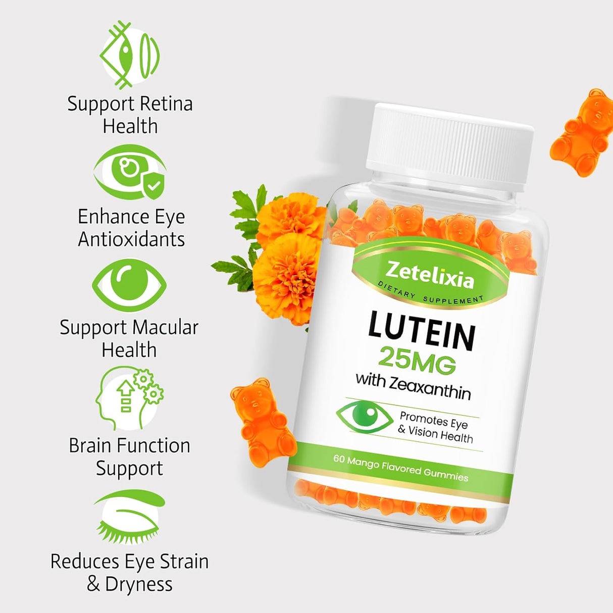 Gomitas de luteína de 25 mg Vitaminas para los ojos Luteína