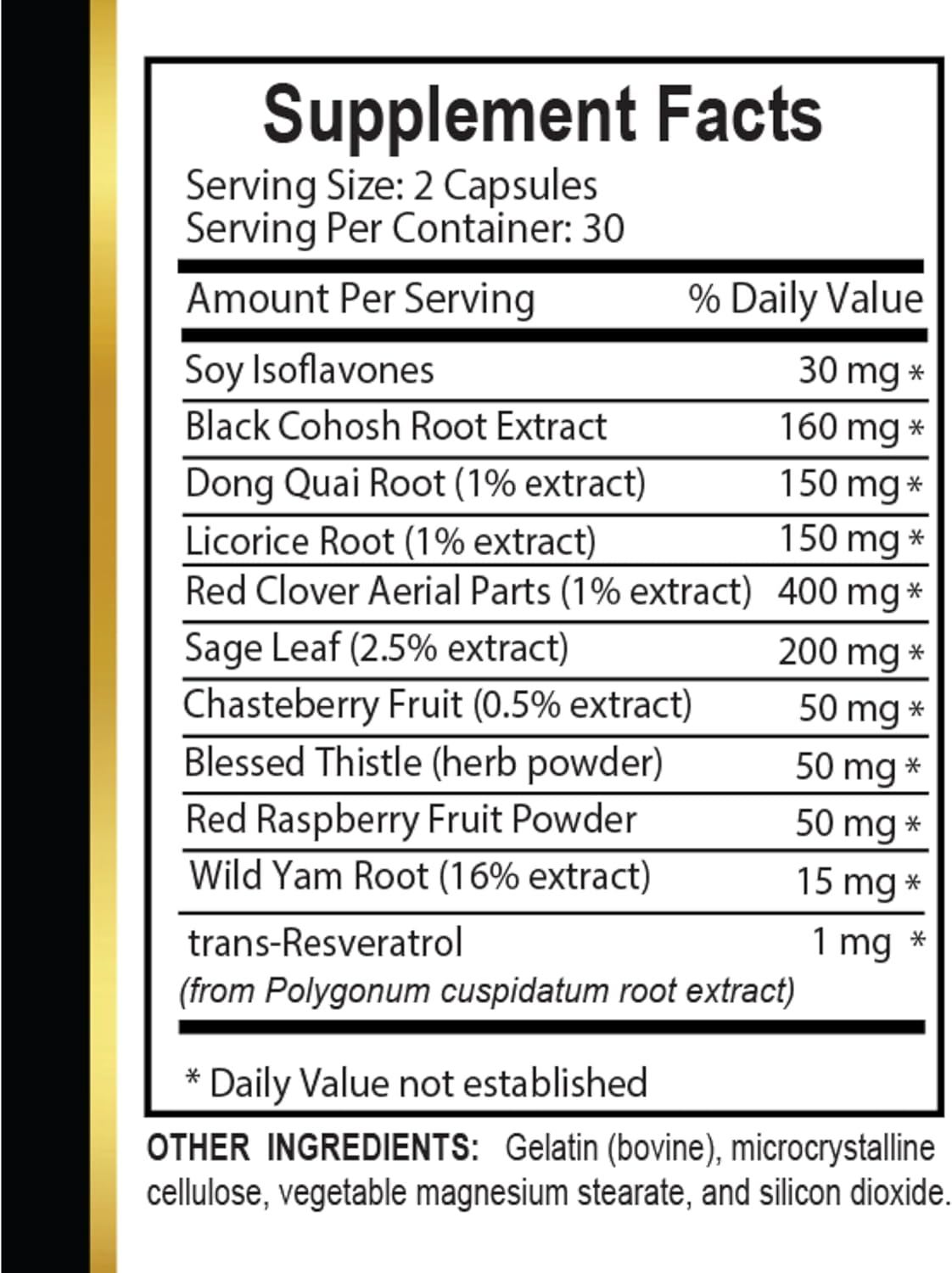 Suplemento de soporte menopáusico Sin hormonas con cohosh y multivitaminas, 60 cápsulas