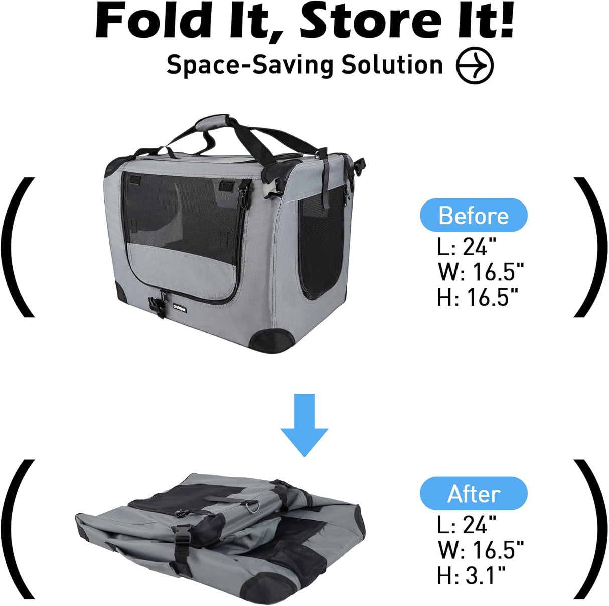 Transportín Grande para Gatos y Perros, portátil y colapsable