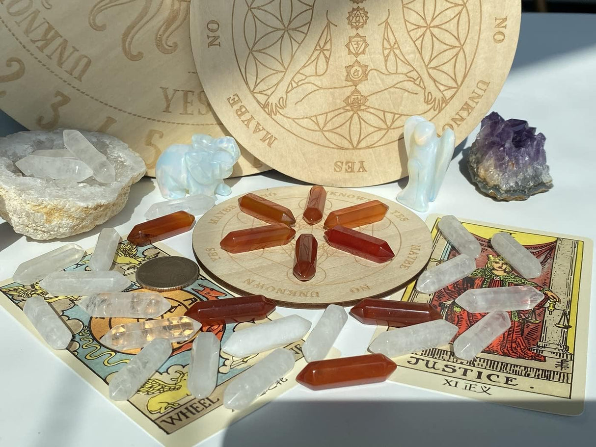 Varitas de Cristal de Cuarzo Cornalina para Meditación y Reiki