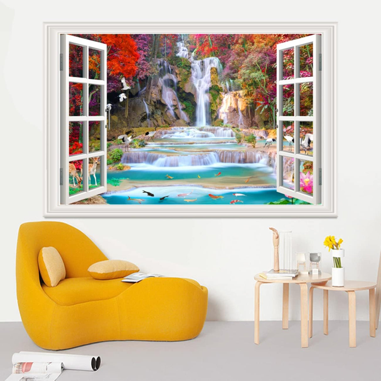 Vinilo adhesivo 3D ventana tropical Palm Trees, modelo 36x48