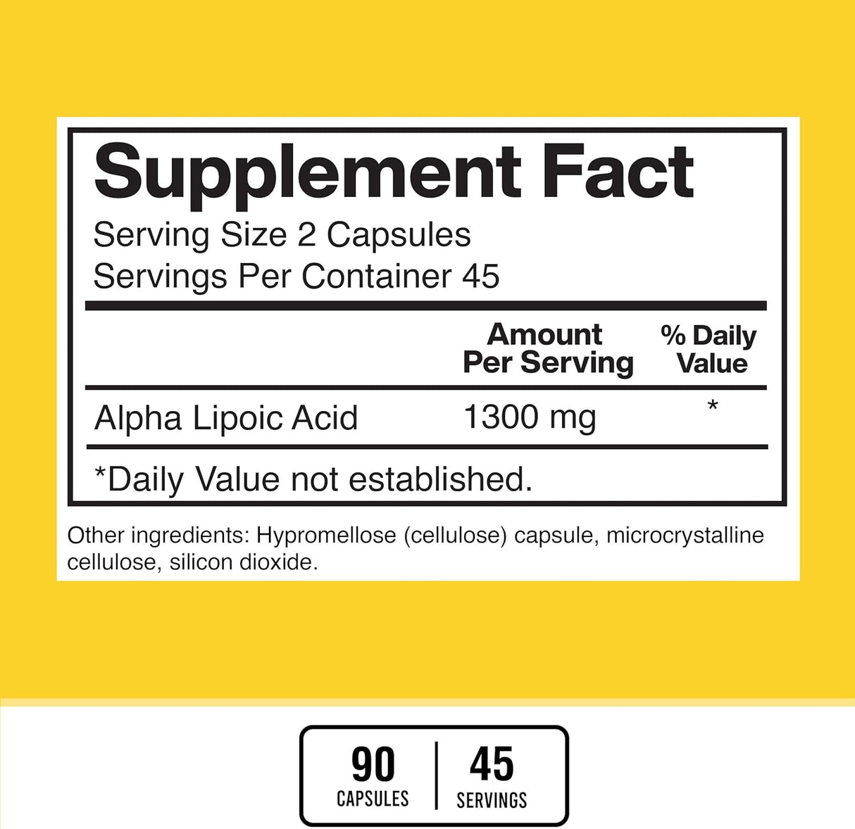 Suplemento Ácido Alfa Lipoico Vegano 1300mg Sin Gluten No OGM
