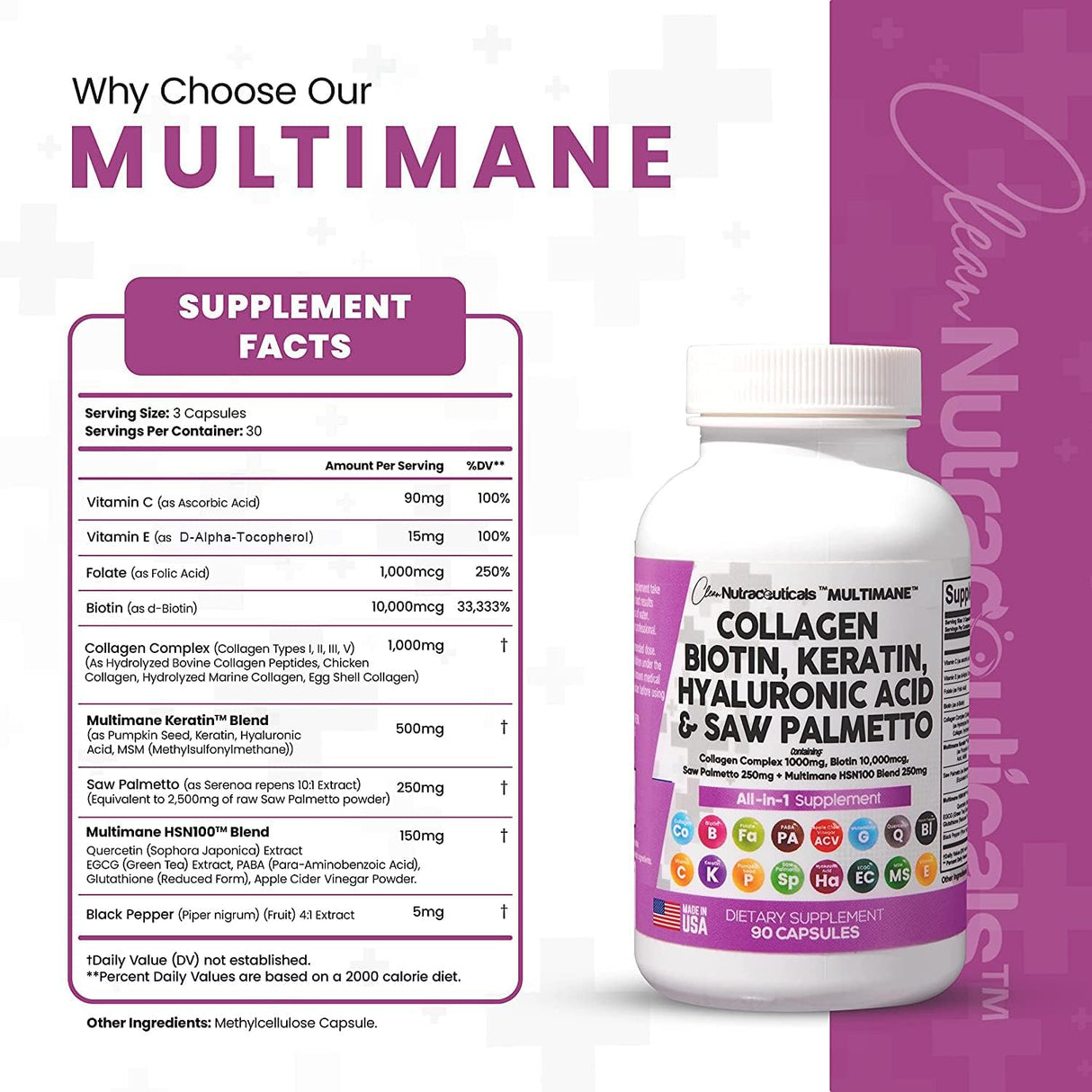 Pastillas de colágeno de 1000 mg de biotina