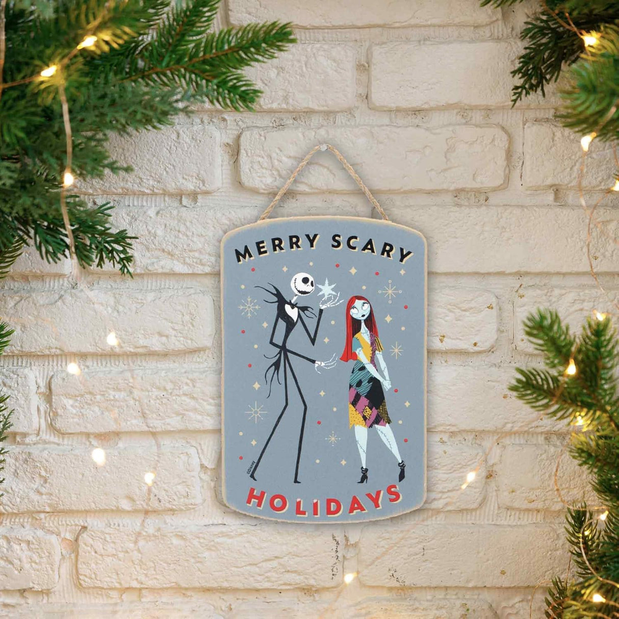 Decoración de Pared de Madera Disney Halloween, Jack y Sally