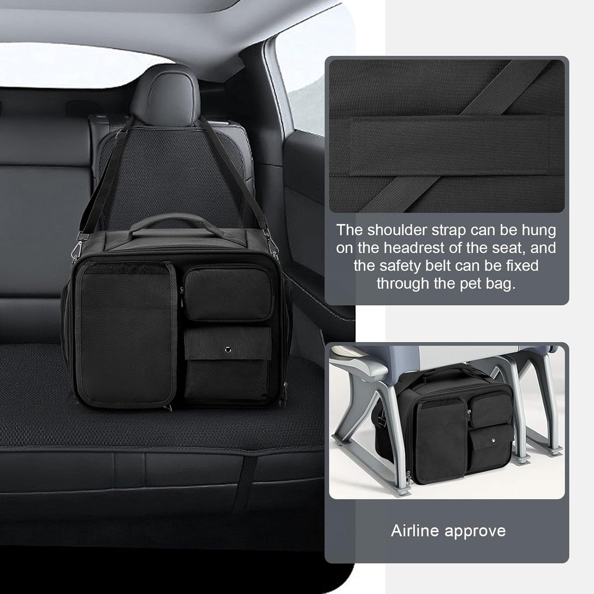 Transportín Suave Grande para Mascotas, Aprobado por Aerolíneas