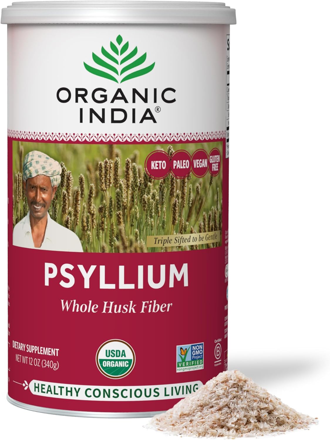 Polvo de Cáscara de Psyllium Orgánico, Suplemento de Fibra - 12